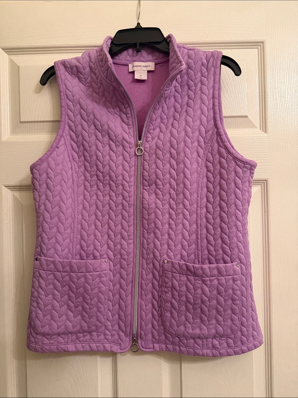 Allison Daley Purple Quilted Sleeveless Zip‎ Vest